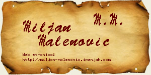 Miljan Malenović vizit kartica